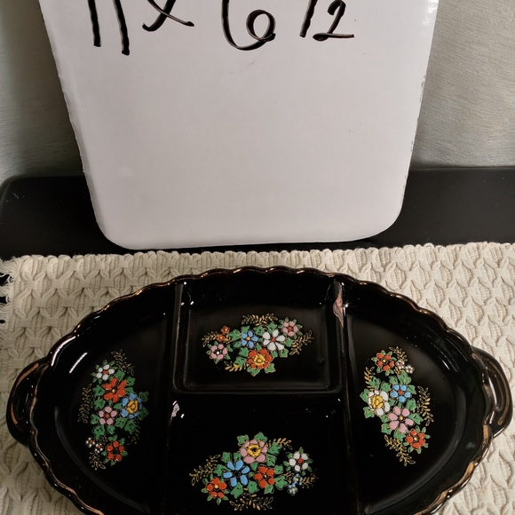 VINTAGE SNACK DISH TASHIRO SHOTEN JAPAN HAND PAINTED RAISED ENAMEL 1930s - Picture 10 of 10